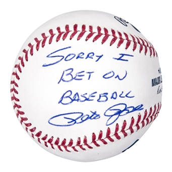Pete Rose Autographed and Inscribed "Sorry I Bet on Baseball" OML Manfred Baseball (FSC)